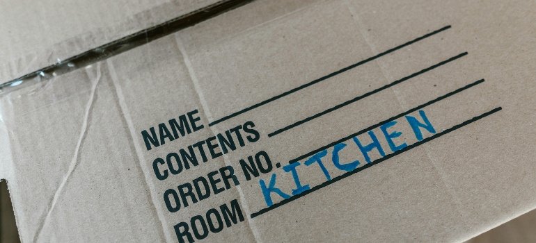 a box with kitchen items packed