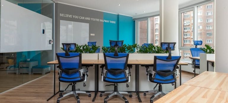 Table in boardroom in office