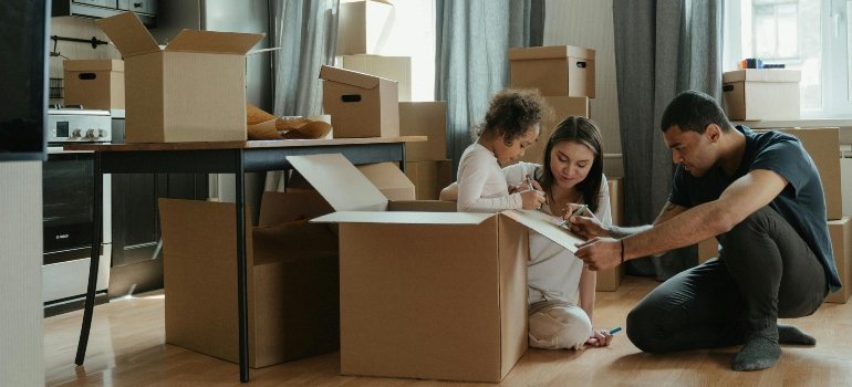 Family is packing for their move.