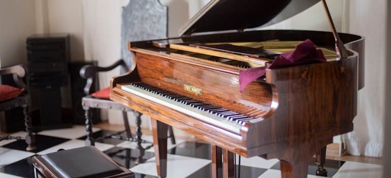 Brown Grand Piano With Chair