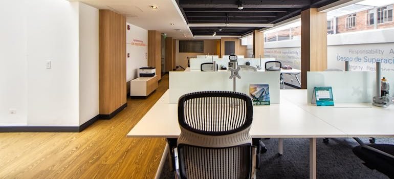 White Tables and Chairs in an Office