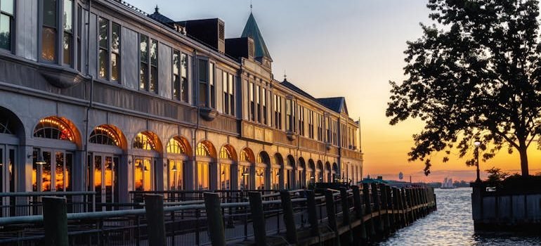 City Pier A in Manhattan at Sunset
