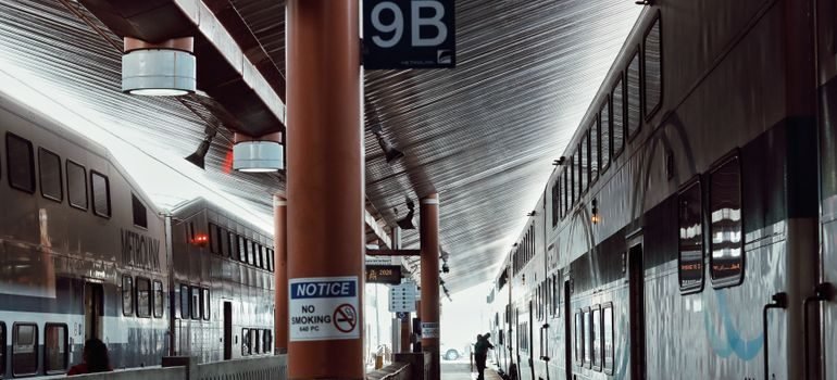 Commuter trains at a station