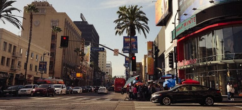 Bustling Hollywood Boulevard Street Scene