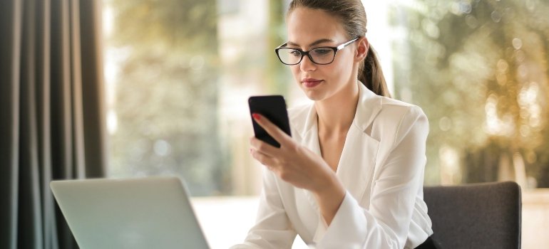 a woman using smartphone