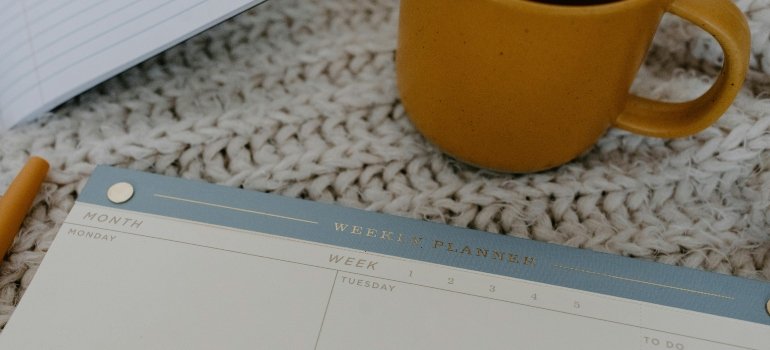 Close-up of a Weekly Planner