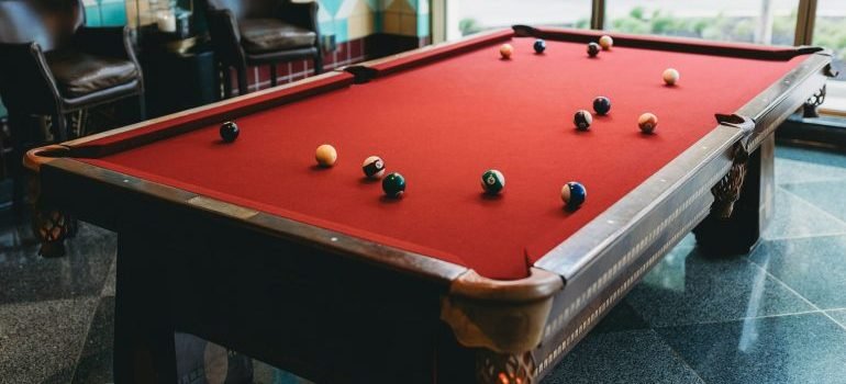 a red pool table
