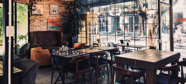 empty chairs and tables